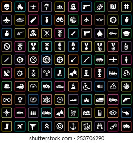100 war icons, universal set 