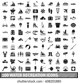 100 water recreation icons set in simple style for any design vector illustration