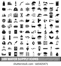 100 water supply icons set in simple style for any design vector illustration