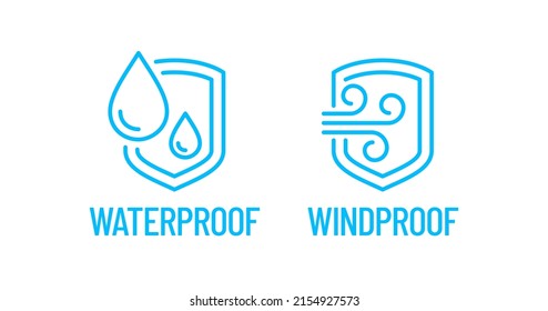 100% Waterproof Windproof vector logo badge icon set