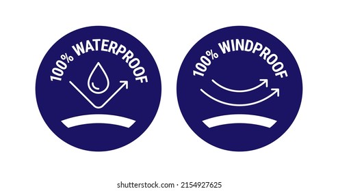 100% Waterproof Windproof Vector Logo Badge Icon Set