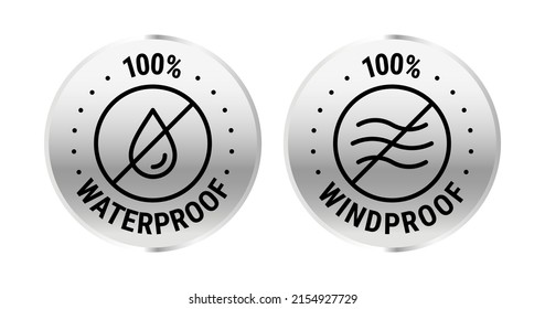 100% Waterproof Windproof vector logo badge icon set