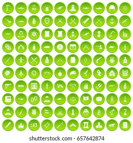 100 wealth icons set green circle isolated on white background vector illustration