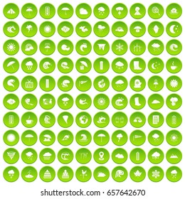 100 weapons icons set green circle isolated on white background vector illustration