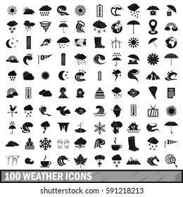 100 weather icons set in simple style for any design vector illustration