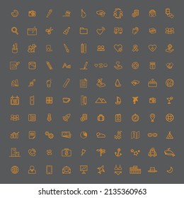 100 Web and App Design Icons Set Vector Illustration Featuring Essential UI Elements, Functional Symbols, and Modern Flat Style for Digital Interfaces