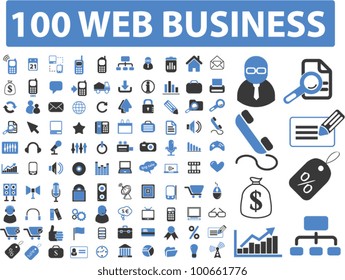 100 web business icons set, vector