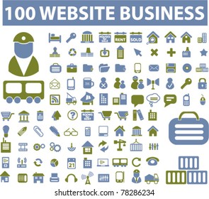 100 web business icons, signs, vector illustrations