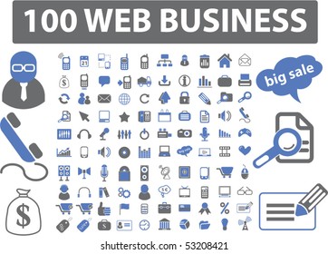 100 web business signs. vector