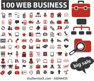 100 web business signs. Vector