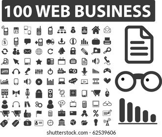 100 web business signs. vector