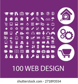 100 web design, internet, commerce icons