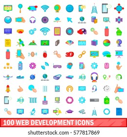 100 web development icons set in cartoon style for any design vector illustration