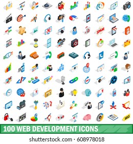 100 web development icons set in isometric 3d style for any design vector illustration