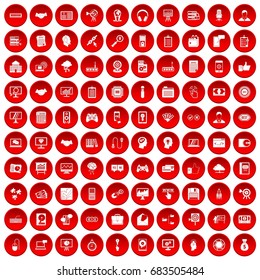 100 web development icons set red