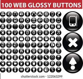 100 Web-Glossy-Schaltflächen, Vektorgrafik