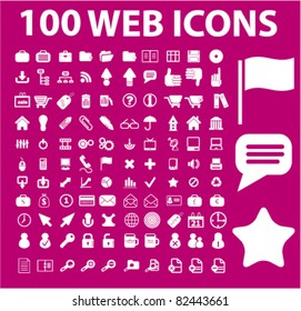 100 iconos web, signos, ilustraciones vectoriales