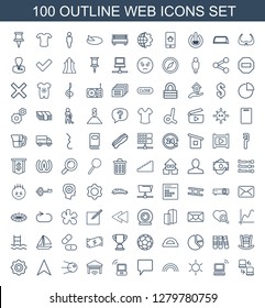 100 web icons. Trendy web icons white background. Included outline icons such as laptop connection, laptop, sun, rainbow, chat, laptop signal, garage. web icon for web and mobile.