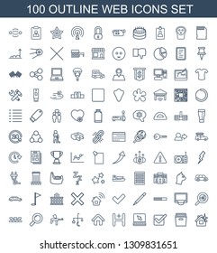 100 web icons. Trendy web icons white background. Included outline icons such as isoclean houselated, box, tick, laptop, hospital, home, bed mobile. web icon for and mobile.