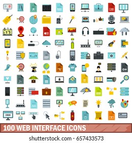 100 web interface icons set in flat style for any design vector illustration