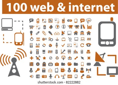 100 Web- und Internetsymbole, Zeichen, Vektorgrafiken