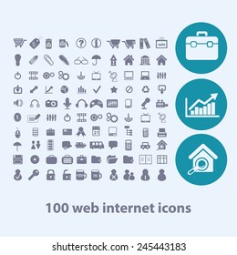 100 web internet, media, application, information, business grey icons, signs, vector illustrations
