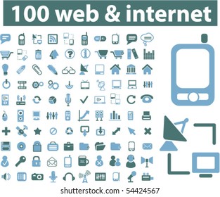 100 Web- und Internetzeichen. Vektorgrafik