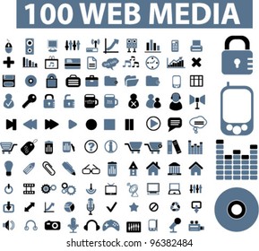 100 iconos de medios web, vector