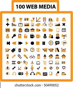 100 web media signs. vector