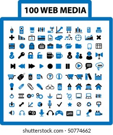 100 web media signs. vector