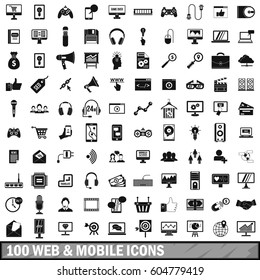 100 web and mobile icons set in simple style for any design vector illustration