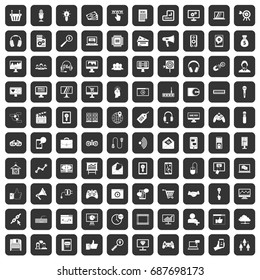 100 web and mobile icons set in black color isolated vector illustration