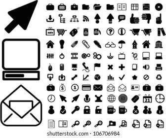 100 web office icons set, vector