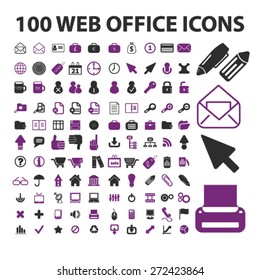 100 web office icons set, vector
