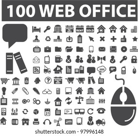 100 web office icons, vector