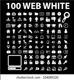 100 web white icons set, vector