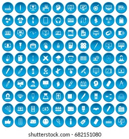 100 webdesign icons set in blue circle isolated on white vector illustration