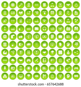 100 webdesign icons set green circle isolated on white background vector illustration