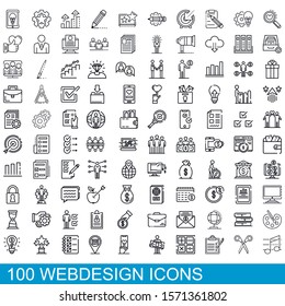 100 webdesign icons set. Outline illustration of 100 webdesign icons vector set isolated on white background