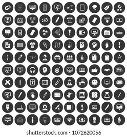 100 webdesign icons set in simple style white on black circle color isolated on white background vector illustration