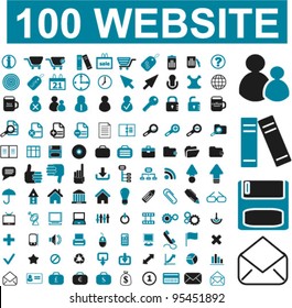 100 website business icons set, vector