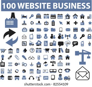 100 website business icons, signs, vector illustrations