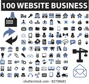100 website business icons, signs, vector illustrations