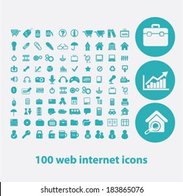 100 Website-flache Symbole für digitales Web, Print, Design, Handy-Apps, Vektorgrafik