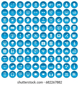 100 website icons set in blue circle isolated on white vector illustration
