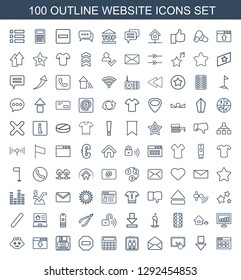 100 website icons. Trendy website icons white background. Included outline icons such as browser window, arrow down, finger on tablet, envelope. website icon for web and mobile.