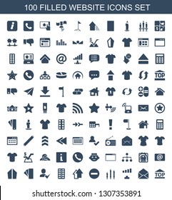 100 website icons. Trendy website icons white background. Included filled icons such as top of cargo box, envelope, signal, candle, minus, arrow up. website icon for web and mobile.