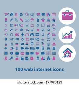 100 website internet business icons set, vetor