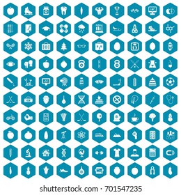 100 well person icons set in sapphirine hexagon isolated vector illustration