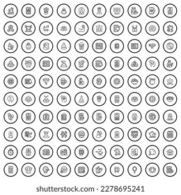 100 wellness icons set. Outline illustration of 100 wellness icons vector set isolated on white background